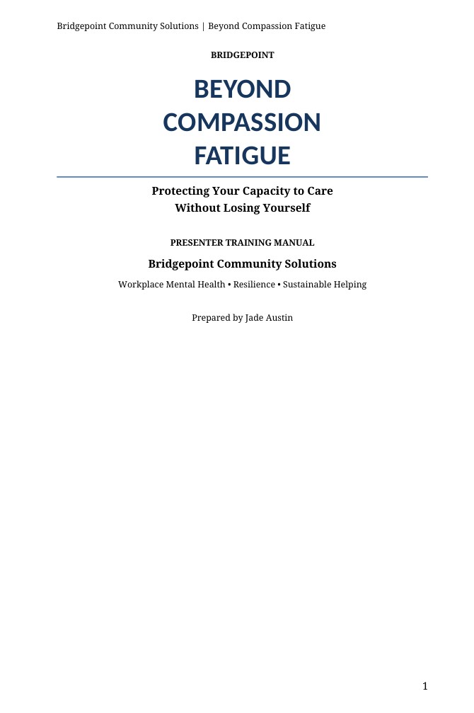 Beyond Compassion Fatigue presenter training manual cover