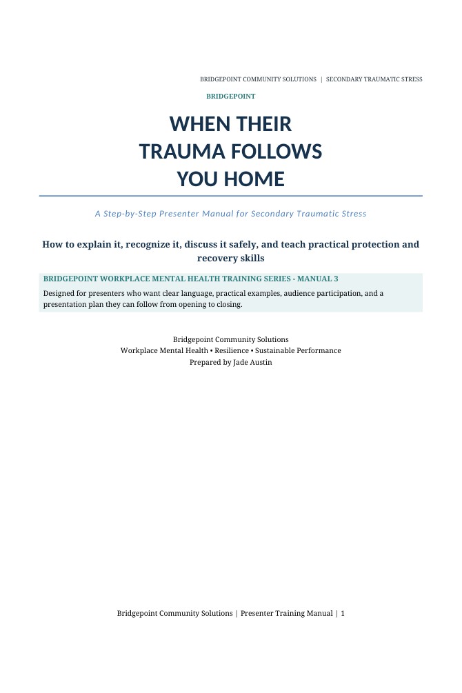 When Their Trauma Follows You Home presenter training manual cover